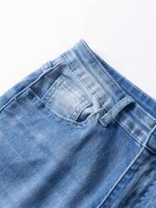 Tween Boy Denim Jeans, New Casual Fashion Ripped Washed Stretch Slim Fit Blue Jeans - Medium Wash - View 7