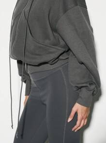 KIZN 灯笼袖拉链基本款连帽衫