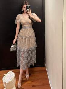 DAZY New Summer Bohemian Style Women Long Sundress Luxury Prom Dress - Grey - View 7