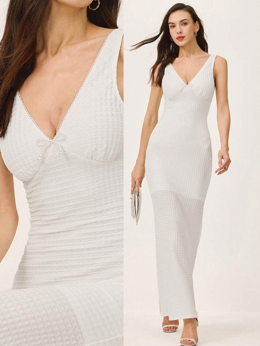 Poéselle Women's Sleeveless Solid Color Mermaid Hem Dress, Elegant