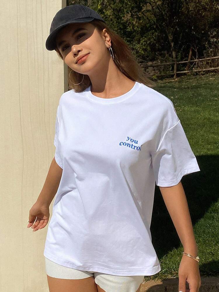 Women's Loose Casual Letter Print T-Shirt, New Summer Beach Wear