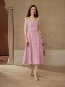 MOTF PREMIUM TWEED ZIPPER DRESS - Pink - View 1