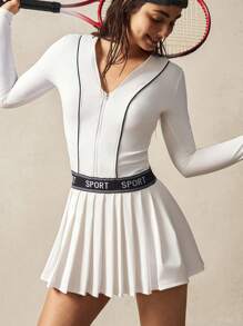 VARSITIE Robes actives plissées moulantes à manches longues pour femmes