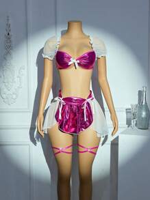 SHEIN 5 件套 女士性感内衣套装 带褶边和开衩 - 彩色 - 查看 8