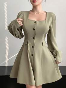 DAZY Tuta corta estiva da donna, tuta jumpsuit autunnale per donne - Verde - Visualizzare 5
