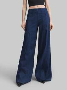 Ontre 女式牛仔裤 深蓝色 复古风 90 年代服饰 - 深色水洗藍 - 查看 9