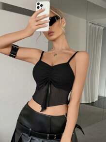 女士性感甜美吊带上衣、吊带背心 - 黑色 - 查看 4