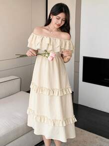 DAZY New Summer Women Sundress With Off Shoulder Design, Long Dress,Ruffle,Casual Women Dresses