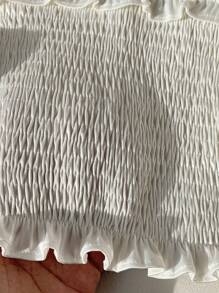 SHEIN EZwear Women's Simple White Woven Satin Shirt, Fashion Casual Daily