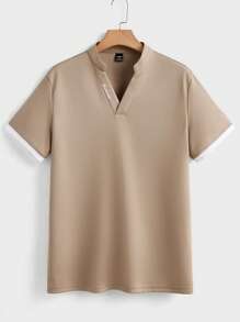 Manfinity VCAY Men's Fitted Raglan Short Sleeve Polo Shirt, Casual For Summer