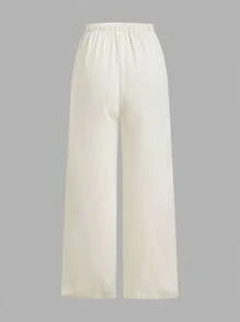SHEIN EZwear Dames effen kleur veterzak eenvoudige casual lange broek