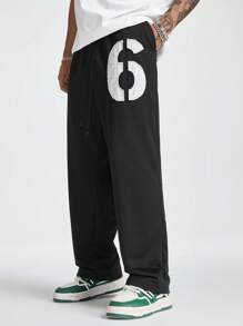 Manfinity RebelGame Men's Loose Embroidered Knit Sweatpants - Black - View 1