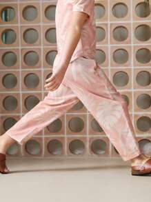 Young Boys Vacation Leaf Print Loose Pants - Multicolor - View 6