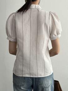 DAZY 新品春季波西米亚风格海滩度假条纹荷叶边袖女式衬衫秋季