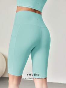 GLOWMODE 10" FeatherFit™ Cyclist Anti-Slip Bike Shorts Low Impact Running Gym Workout Summer Spring - Mist Green - View 2