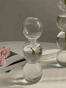 SHEIN 1 pièce Pot de fleurs en verre hydroponique, décoration intérieure transparente et à la mode