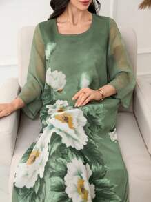 Lacomfia Printed Long Dress,Casual And Fashionable For Everyday Wear - Green - View 7