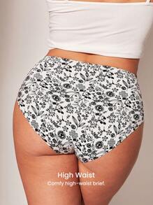 LUVLETTE Plus 3-Pack Basics Floral Patterned Low-Rise Seamless No-Show Women Underwear Briefs - Multicolor - View 4