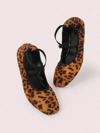 CUCCOO DOLLMOD Women's Fashionable Leopard Print Square Toe Ballet Flats