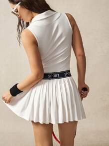 VARSIVA POLO 女士紧身褶皱运动连衣裙 - 白色 - 查看 1