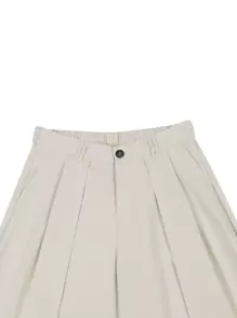 Claim Dot Layered Design Casual Loose Wide Leg Pants For Men, Japanese Style, Fall - Beige - View 5