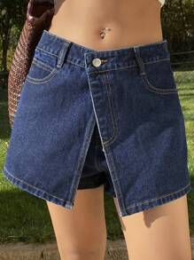 DAZY Shorts vaqueros sueltos de diseño para mujer, para primavera/verano - Azul - Ver 2