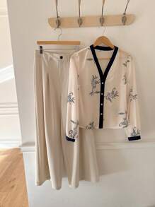 DAZY New Summer Fashion Elegant Blue Printed Long Sleeve Ladies Shirt,Fall Women Clothes