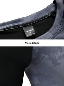 Manfinity Sport PWRUP Men's High Elasticity Sports T-Shirt - Geometric-Patterned Polyester Knit Fabric,Thin Quick Dry Breathable Trousers Top For Running, Yoga, Hiking & Outdoor Activities - Summer Casual Fit - Black - View 5