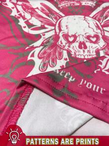 Attitoon Camiseta de tirantes casual con gráfico de calavera retro sexy para mujer