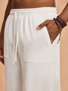 Forever 21 Men's Drawstring Waist Wide Leg Pants - White - View 4