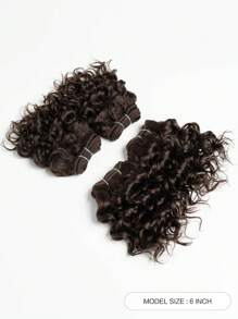 4 件深卷发人发束深棕色水卷发人发接发短 6 英寸卷发人发缝入假发