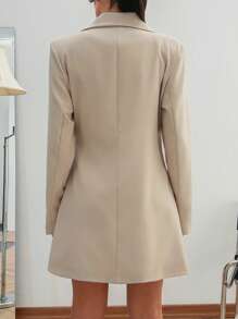 EURMUSE Women Solid Color Blazer Jackets Simple Fashionable Daily Casual - Beige - View 2