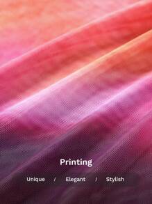 SHEIN SXY Áo thun in họa tiết nhuộm loang một bên vai gợi cảm mùa hè có đường xẻ cao, kết hợp với chân váy bó sát cạp cao Bộ trang phục Clothes Western Wear Trang phục sinh nhật Tiệc độc thân Câu lạc bộ hòa nhạc Tiệc tốt nghiệp - Nhiều màu - Xem 3