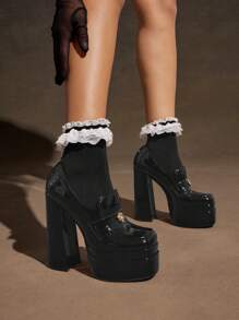 SHUZIA 女士日常鞋款金色装饰方头高跟鞋日常基本款派对浅口鞋