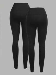 Girlism 少女 2 条装健身紧身裤 带口袋 柔软高腰收腹跑步瑜伽裤