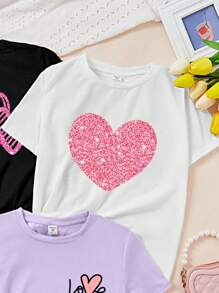 SHEIN Maglietta casual con grafica cartoni animati per ragazze adolescenti, versatile per l'estate - Multicolore - Visualizzare 4