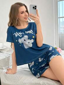 Cute Koala Print Women's Pajama Set