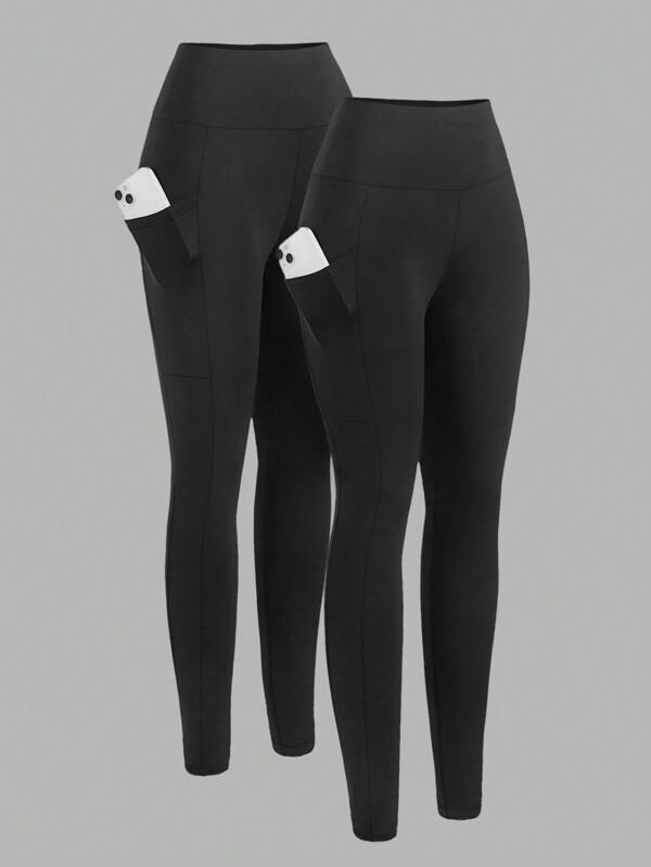 Girlism Teen Girl 2 Packs Workout Leggings With Pockets Buttery Soft High Waisted Tummy Control Running Yoga Pants