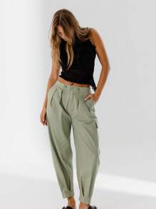 Aralina Mid Waist Relaxed Fit Classic Utility Pockets Cargo Pants