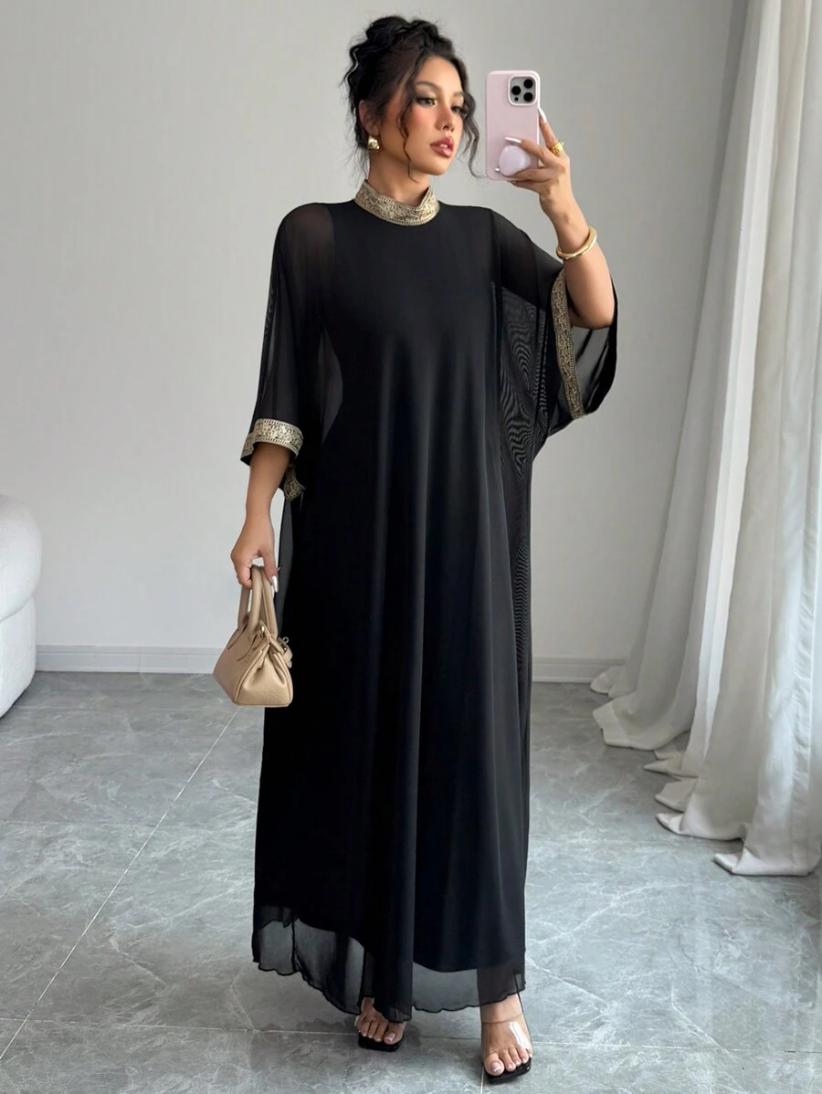 Elenzga Women's Solid Color Simple Fashion Casual Daily Dress - Black - View 1