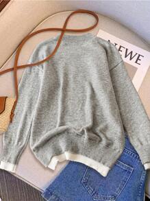 Chiquease Women's Casual Colorblock Splice Sweater Fall Cloth For Women - Grey - View 2
