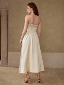 MOTF PREMIUM VESTIDO CON CREMALLERA Y BORDADO FLORAL - Albaricoque - Ver 4