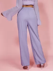 COSMINA Women's Solid Color Straight Leg Loose Pants, Elegant For Formal Occasions And Daily Wear, Office/Commuting - Mauve Purple - View 2