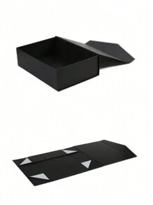 SHEIN 1pc Black Gift Box With Magnetic Closure, Sturdy Paperboard Packaging With Lid, Suitable For Wedding Favors, Christmas, Halloween, Birthday And Other Occasions,Christmas - Black - View 4