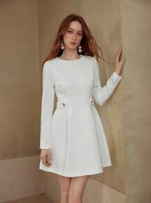 MOTF PREMIUM A-Linien-Kleid mit Knopfdekor