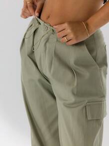 Aralina Mid Waist Relaxed Fit Classic Utility Pockets Cargo Pants