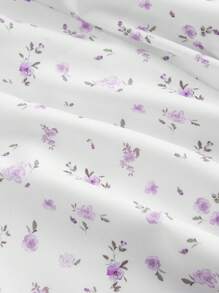 SHEIN MOD Plus Size Women Purple Floral Vacation Elegant Puff Sleeve Dress, Milkmaid Style,Corset Dress