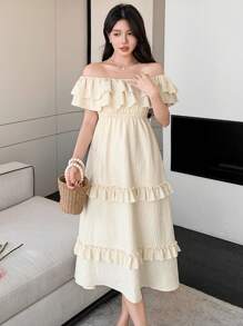 DAZY New Summer Women Sundress With Off Shoulder Design, Long Dress,Ruffle,Casual Women Dresses