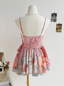 Soleia Women's Vacation Camisole Top With Ruffle Edge Front Tie Bow Design - Multicolor - View 2