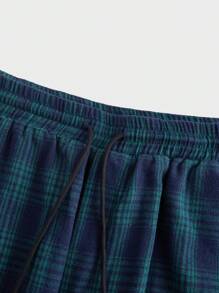 EASEVO 大码男士休闲格子编织宽松长裤 - 藍色 - 查看 3